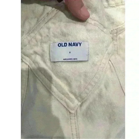Old Navy Cream Denim Short Overalls - Size S, Vintage Style - Picture 3 of 3